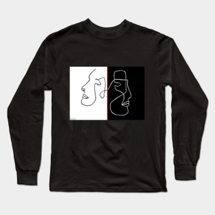 Faces Line Drawing Long Sleeve T-Shirt